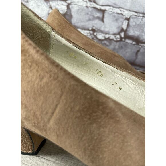 Pepe Jimenez Brown Suede Leather Bow Pointed Toe Heels Women’s Sz 7M US/37.5EU - Picture 8 of 16